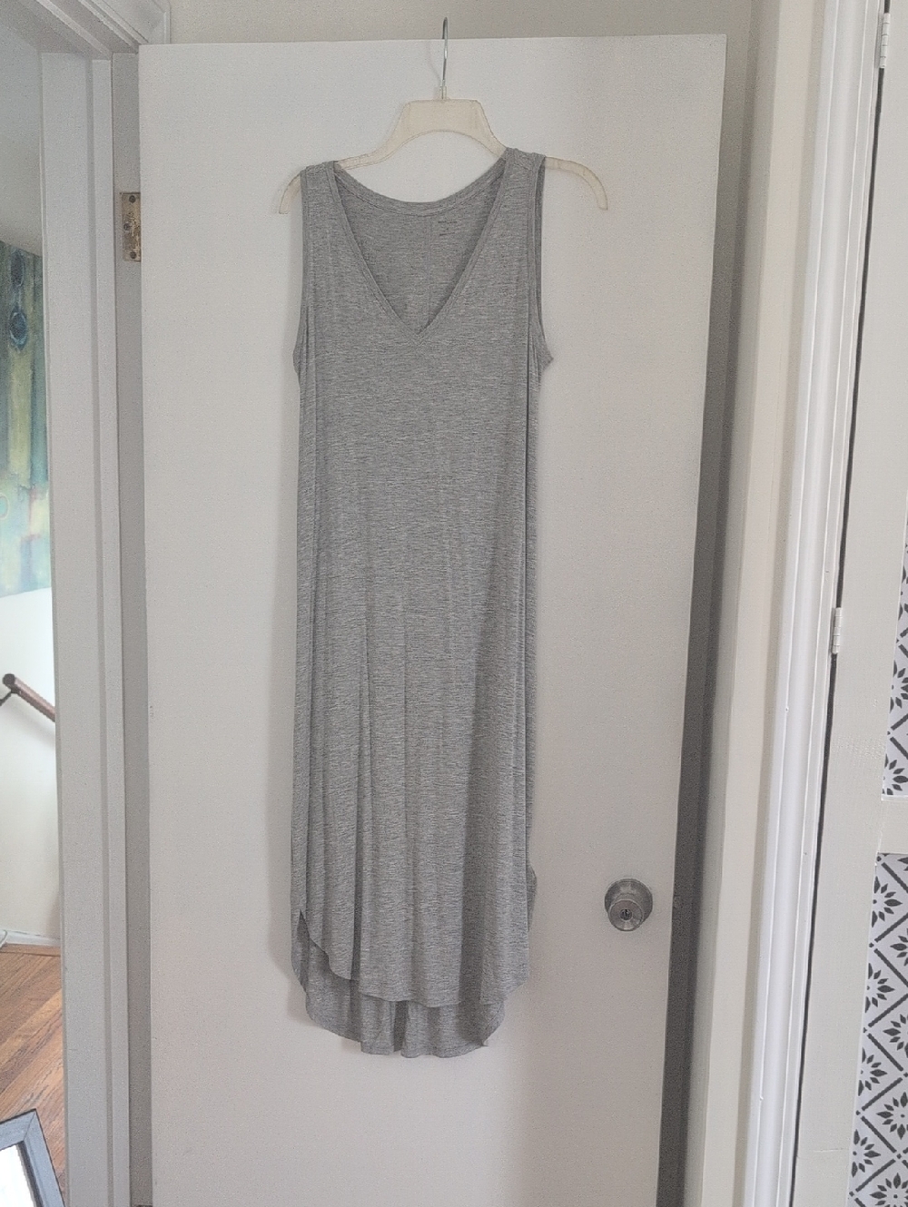 Daily Ritual Sleeveless V-Neck High-Low Maxi Dress in Light Gray